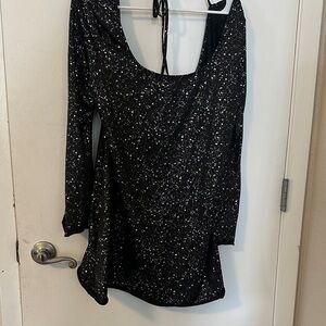 SHEIN Black Glitter Mini Dress